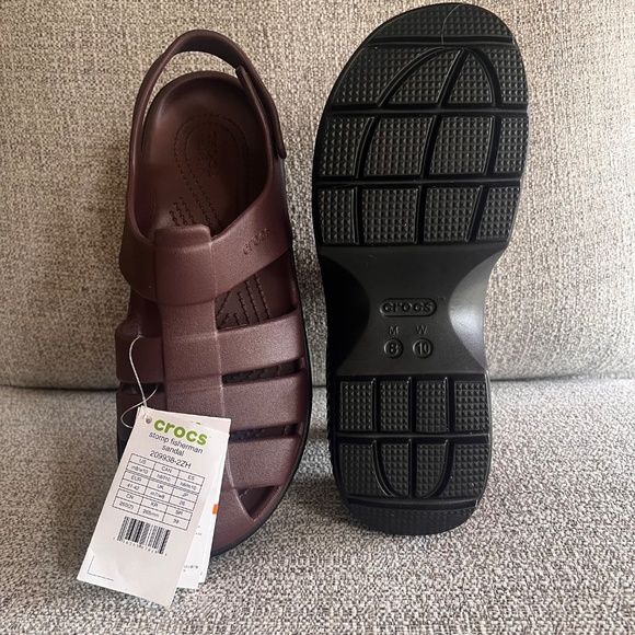 CROCS Stomp Fisherman Sandal Platform in Mocha Unisex Size Women's 10 / Men's 8 - Picture 8 of 13